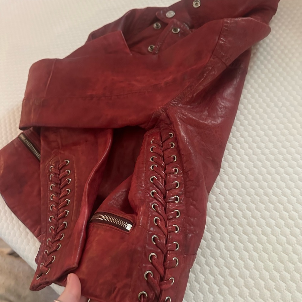 True Religion Red Leather Jacket - Picture 10 of 11